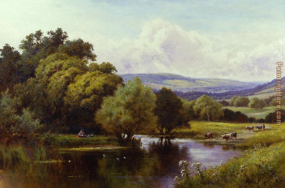 The Mole, Dorking, Surrey painting - Henry H. Parker The Mole, Dorking, Surrey art painting